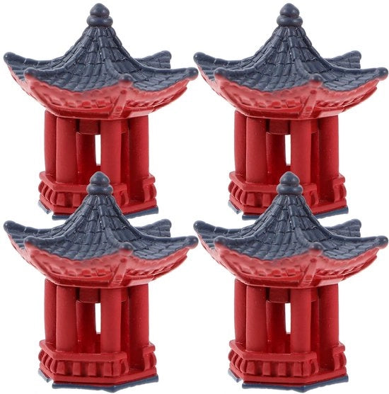 Set di 4 Mini Lampioni Giapponesi in Pietra – Decorazione Aziatica per Giardino, Bonsai e Acquario – Miniature Perfette per Giardini dei Fanciulli e Paesaggi Microscopici