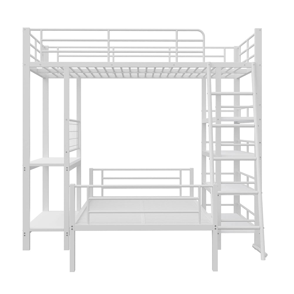 Letto mezzanino metallico 90x200cm - Xylo - bianco, multifunzione