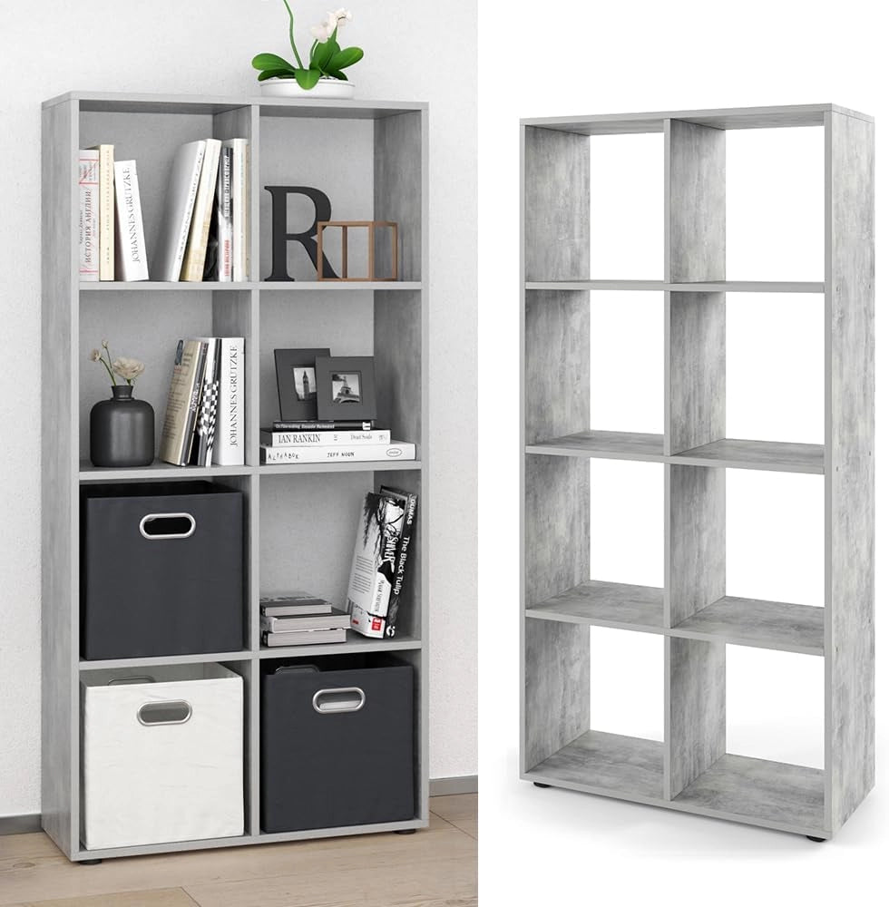 Scaffale Scutum, Calcestruzzo, 143 x 72 cm, per l’utilizzo come divisorio o come libreria aperta