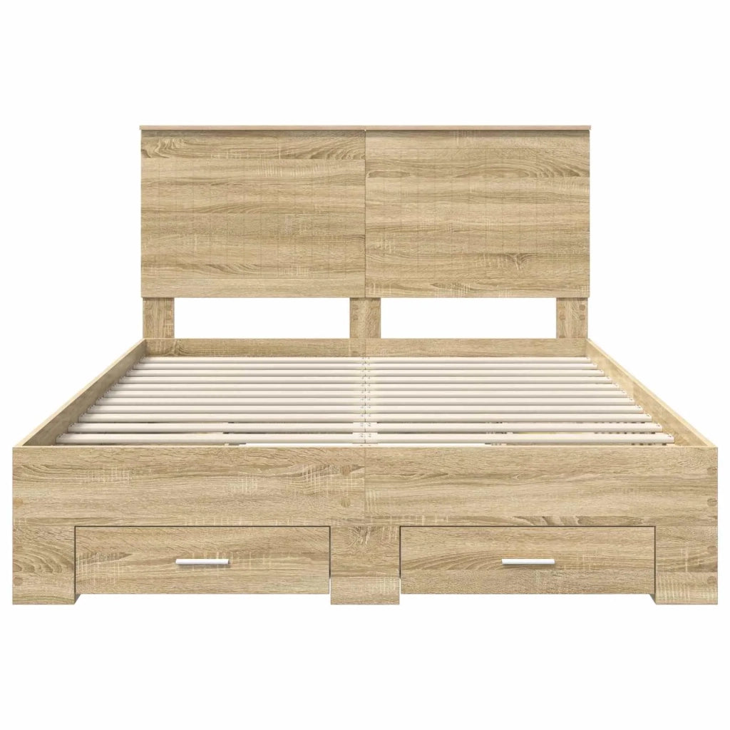 Struttura del letto con testiera Rovere Sonoma 140 x 190 cm