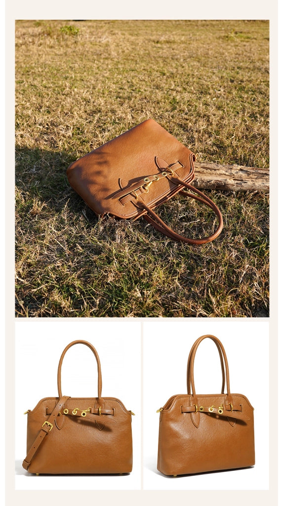 Borse da donna in vera pelle, borsa a tracolla, borsa tote, borsa a spalla, marrone