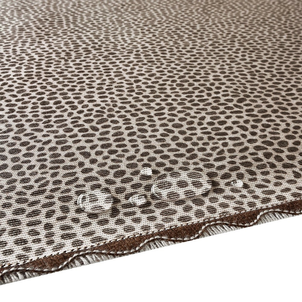 Tovaglia Antimacchia Maculata Bordata Cotone Plastificato Copritavolo Casa Cucina Marrone 135x135 Cm