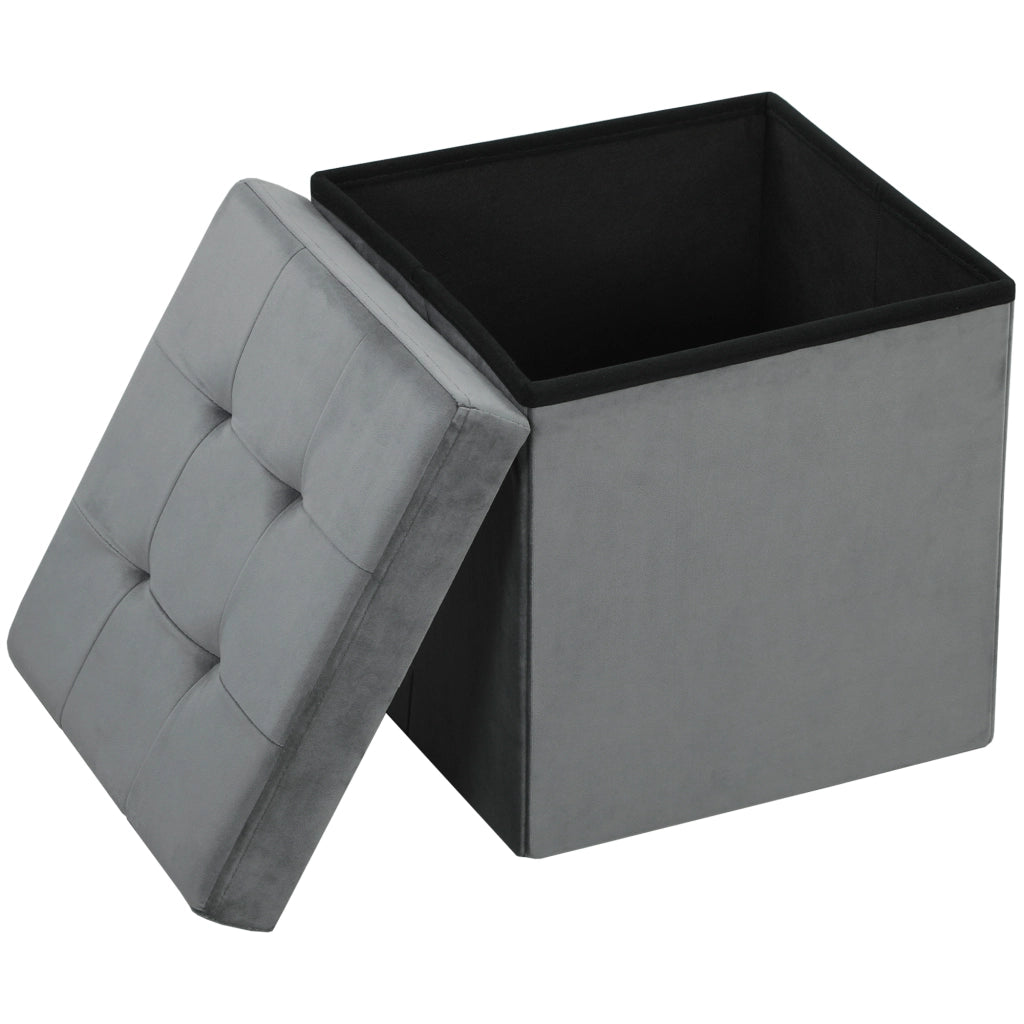 Pouf con contenitore pieghevole ¨C Zephmum ¨C Grigio 38x38x38 cm
