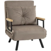 Poltrona Letto Imbottita 3 in 1 con Schienale Reclinabile in 5 Posizioni e Cuscino, 63x73x81 cm, Grigio