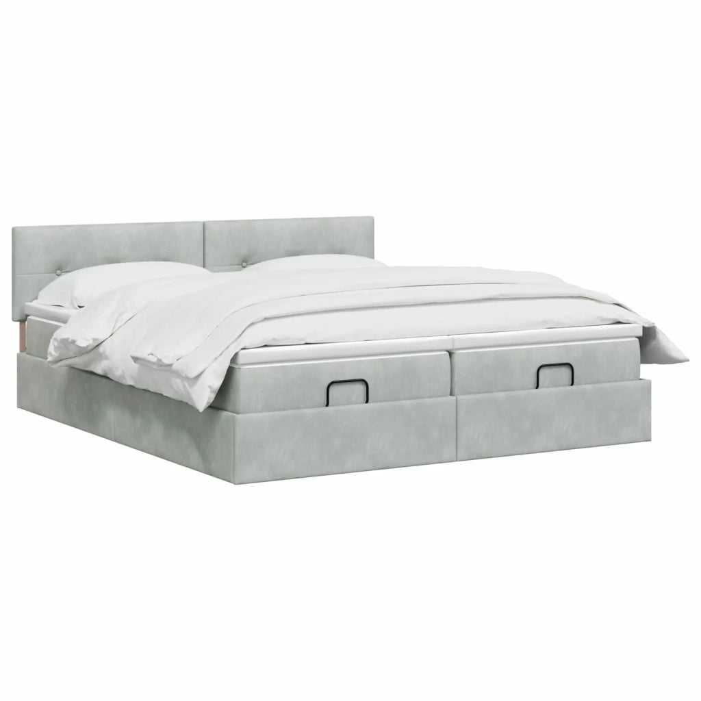 Letto ottomano con materasso 2 pz Grigio Chiaro Velluto 3456756