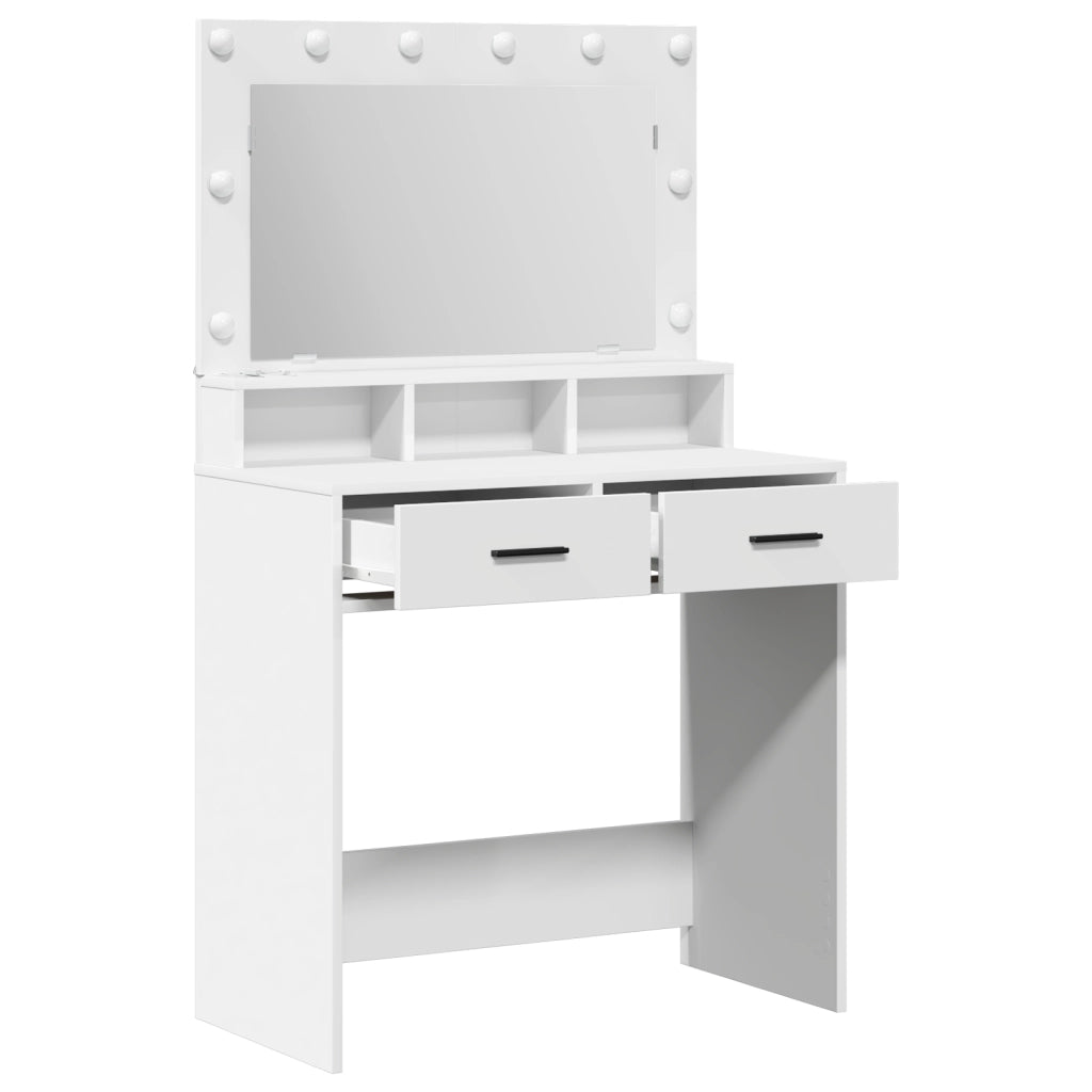 Toeletta  con luci LED, Bianca, 79x41x135 cm
