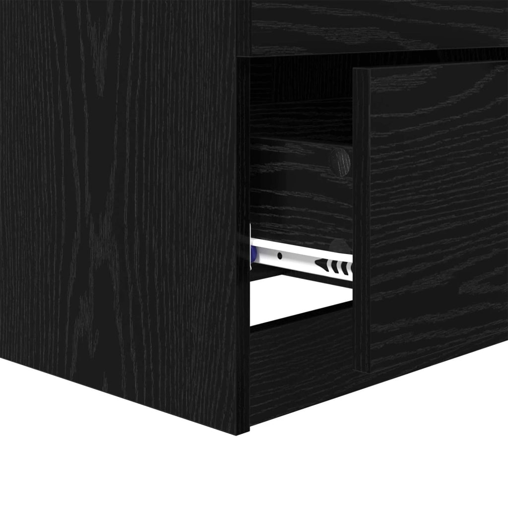 Armadio da Notte con cassetto 2 pcs Rovere Nero 45 x 39 x 50cm