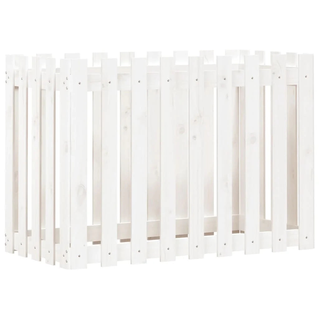 Fioriera rialzata per piante fiori terrazza giardino design del giardino con recinzione 100 x 50 x 70 cm pino bianco massiccio 02_0039793