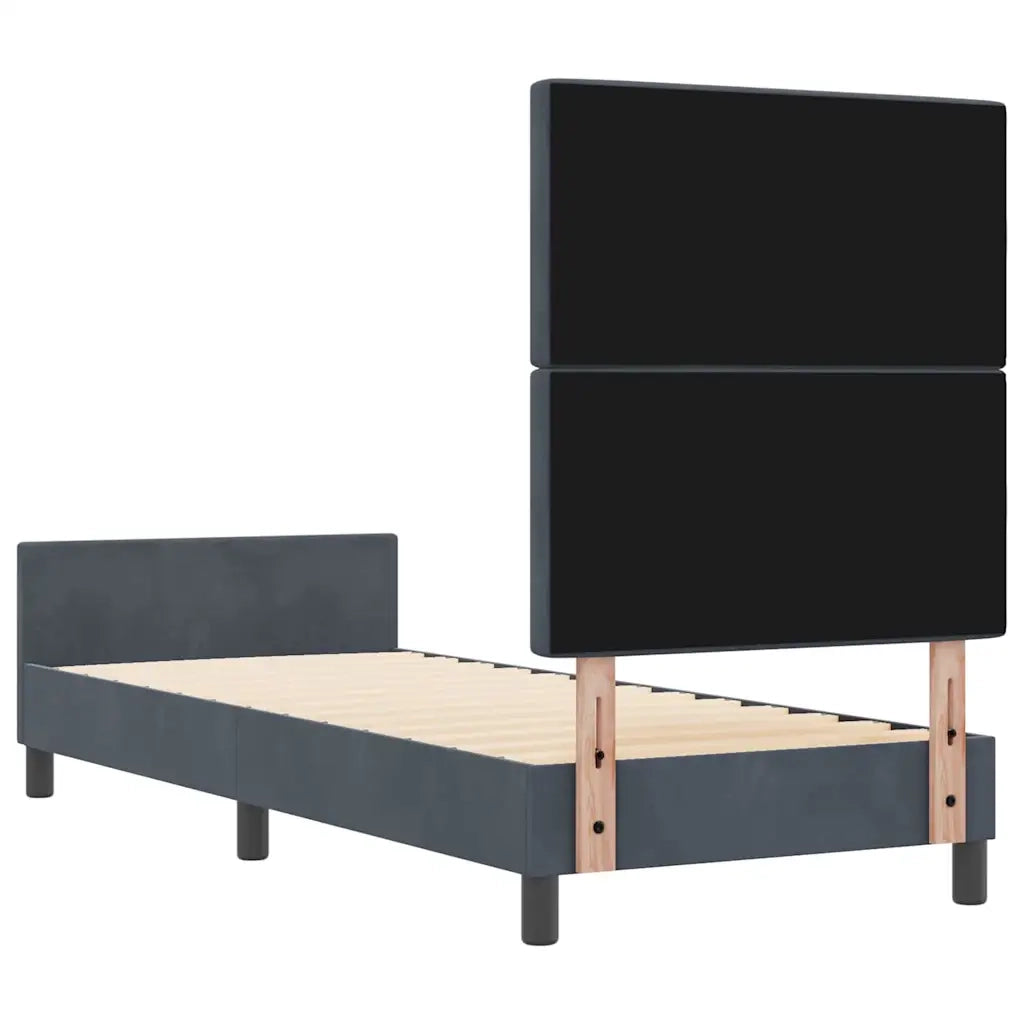 Letto a molle con testiera-Rete con Testiera Grigio scuro 80 x 200 cm Velluto