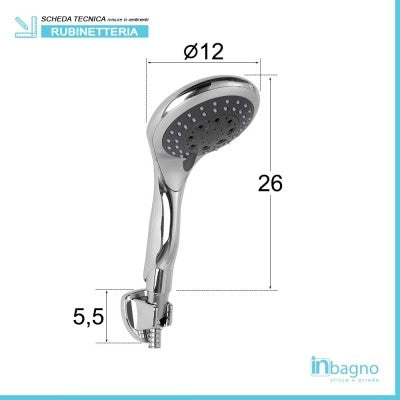 Miscelatore doccia esterno Kubo in ottone con kit doccia e flessibile