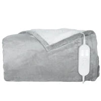 Coperta Riscaldante con 10 Livelli di Riscaldamento, Timer da 10 Ore, Protezione da Surriscaldamento e Display LED, 180 x 130 cm, Grigio