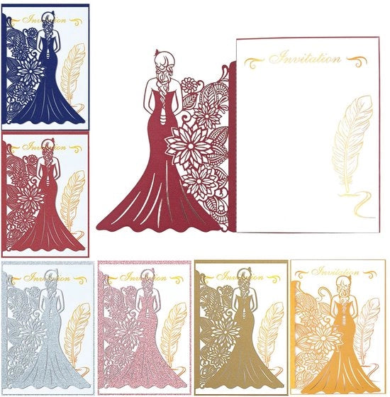 Carta di Auguri per il Matrimonio - 6 Pezzi - Colorati - Carta di Auguri per il Matrimonio - Regalo per il Matrimonio - Carte di Auguri per Sposi - Dimensioni 18 x 24,3 cm - Carta di Auguri per il Sposalizio