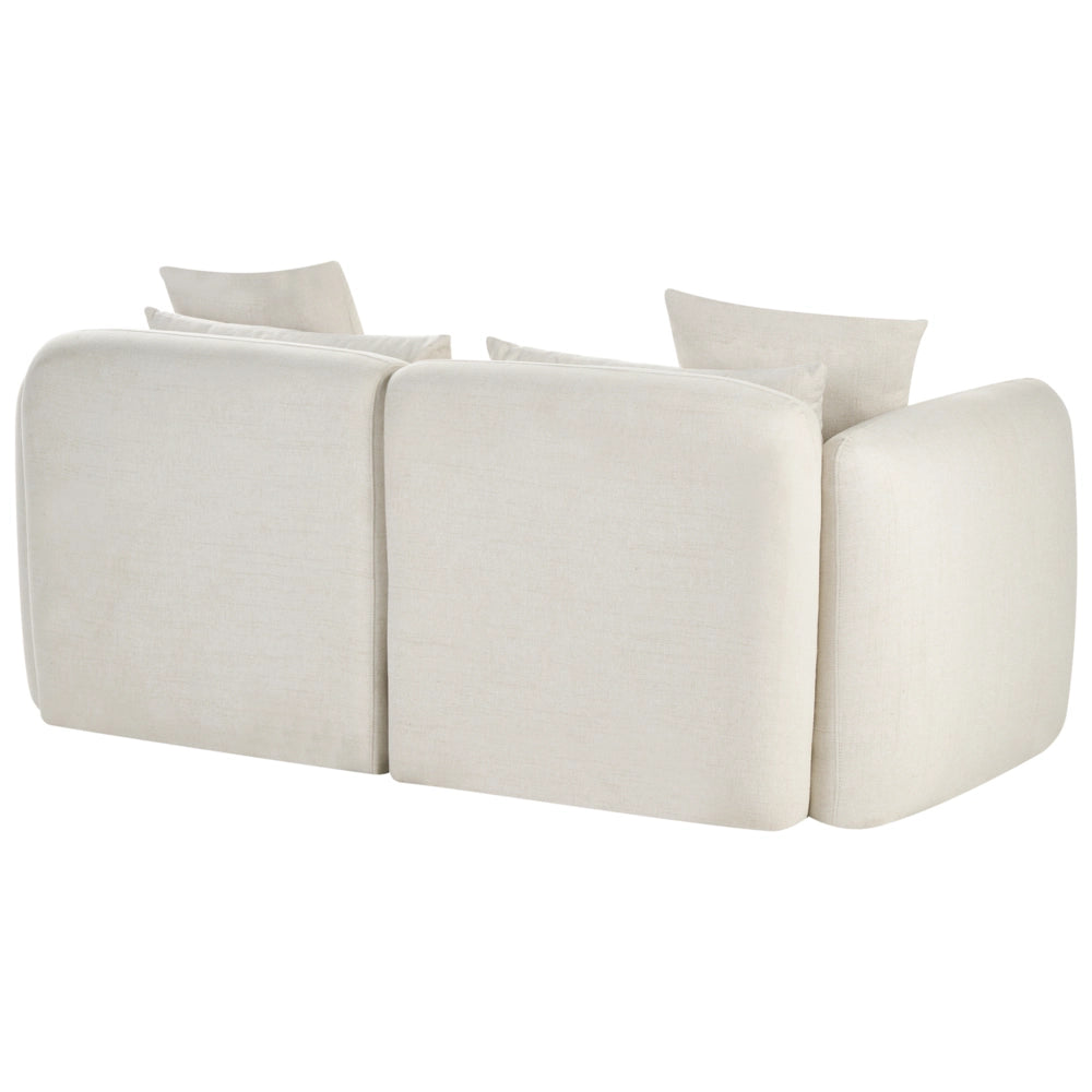 Divano imbottito minimalista a profilo ribassato a 3 posti con seduta profonda bianco sporco stile minimalista