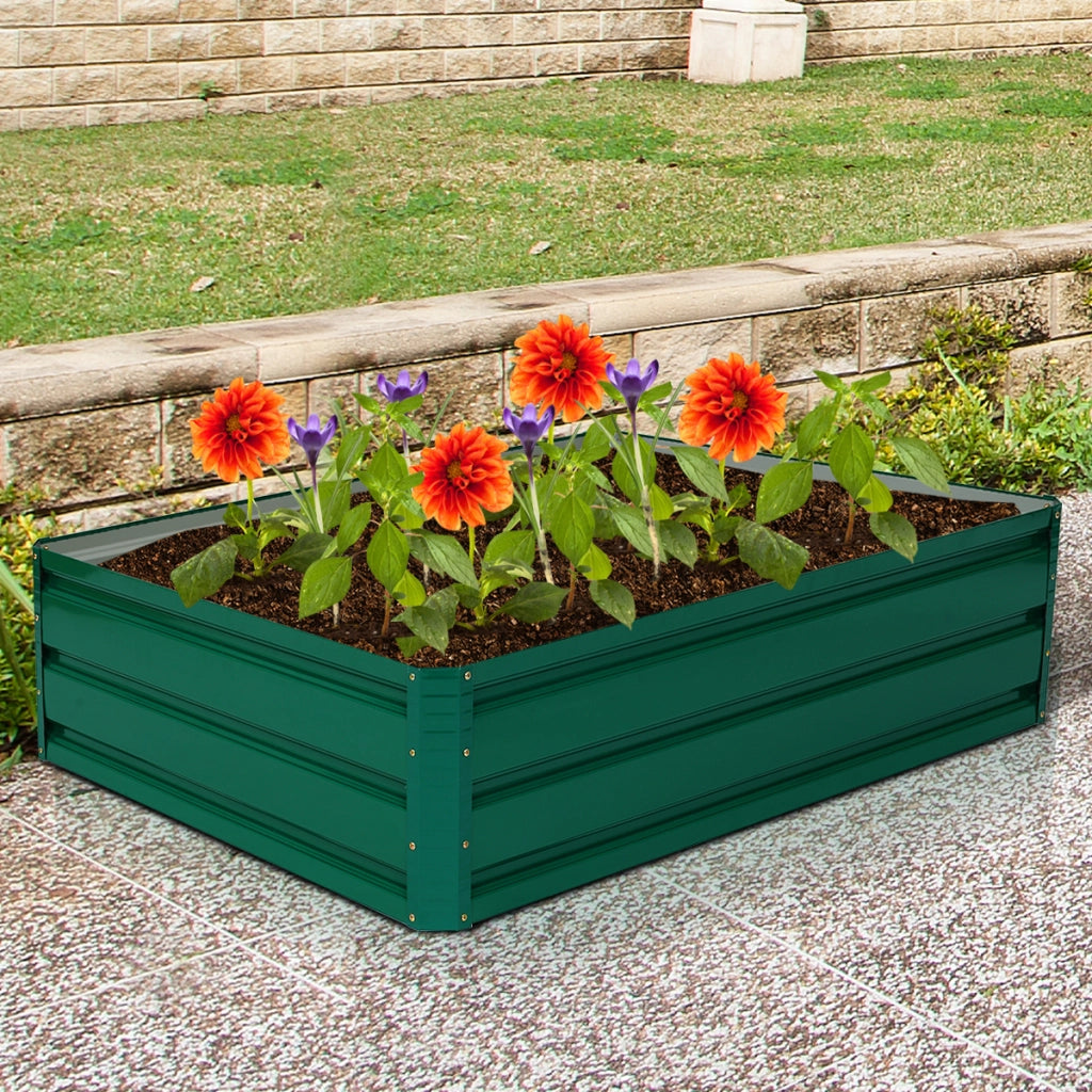 Telaio per letto da giardino in metallo da esterno per fiori piante e verdure, Letto da giardino rialzato in acciaio Verde-Fioriere