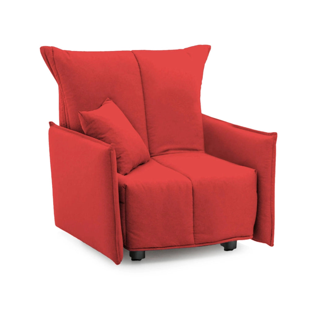 Divano Letto Atlantis, Divano singolo, Made in Italy, Poltrona soggiorno con apertura a carrello, in tessuto imbottito, con Braccioli standard, cm 110x90h85, colore Rosso