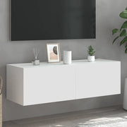 Mobile TV a Parete con Luci LED-Mobile TV a Muro Bianco 100x35x31 cm