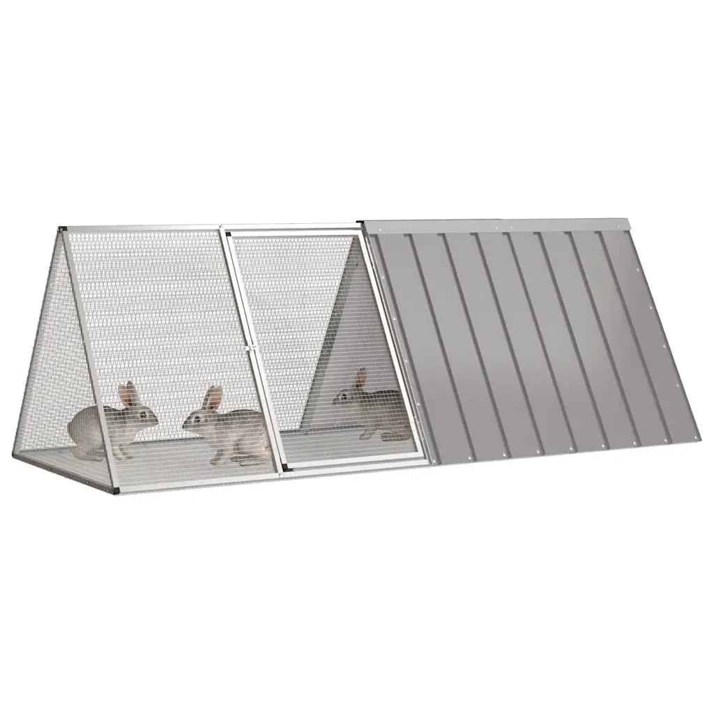 Gabbia per Conigli grigio 201,5x80,5x71 cm Acciaio Zincato