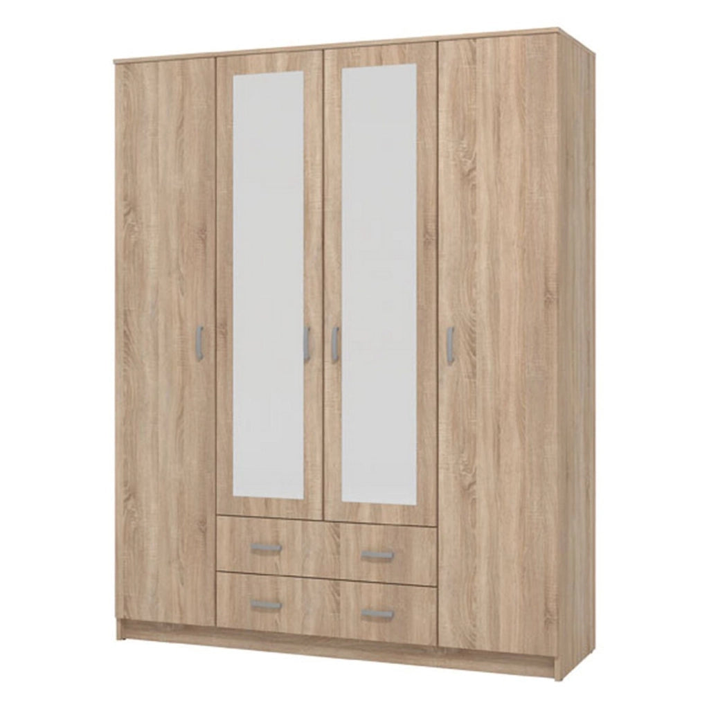 Armadio Camera da Letto Miazzina, Guardaroba Grande 9 Ripiani, 160x205h cm Marrone Noce