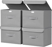 Set di 4 contenitori di stoccaggio pieghevoli con coperchio e vetrino trasparente, 38 x 25 x 25 cm