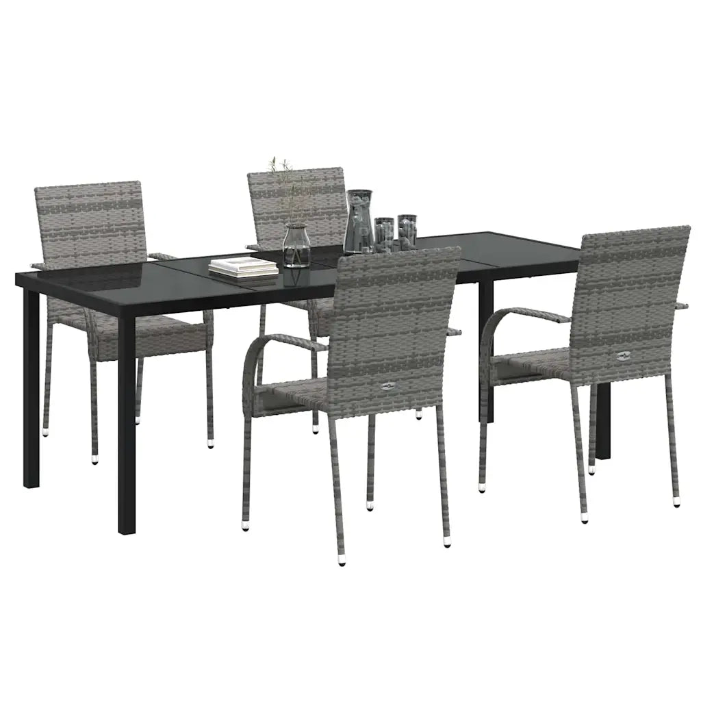 Set da Pranzo per Giardino 5 pcs Grigio 3379414