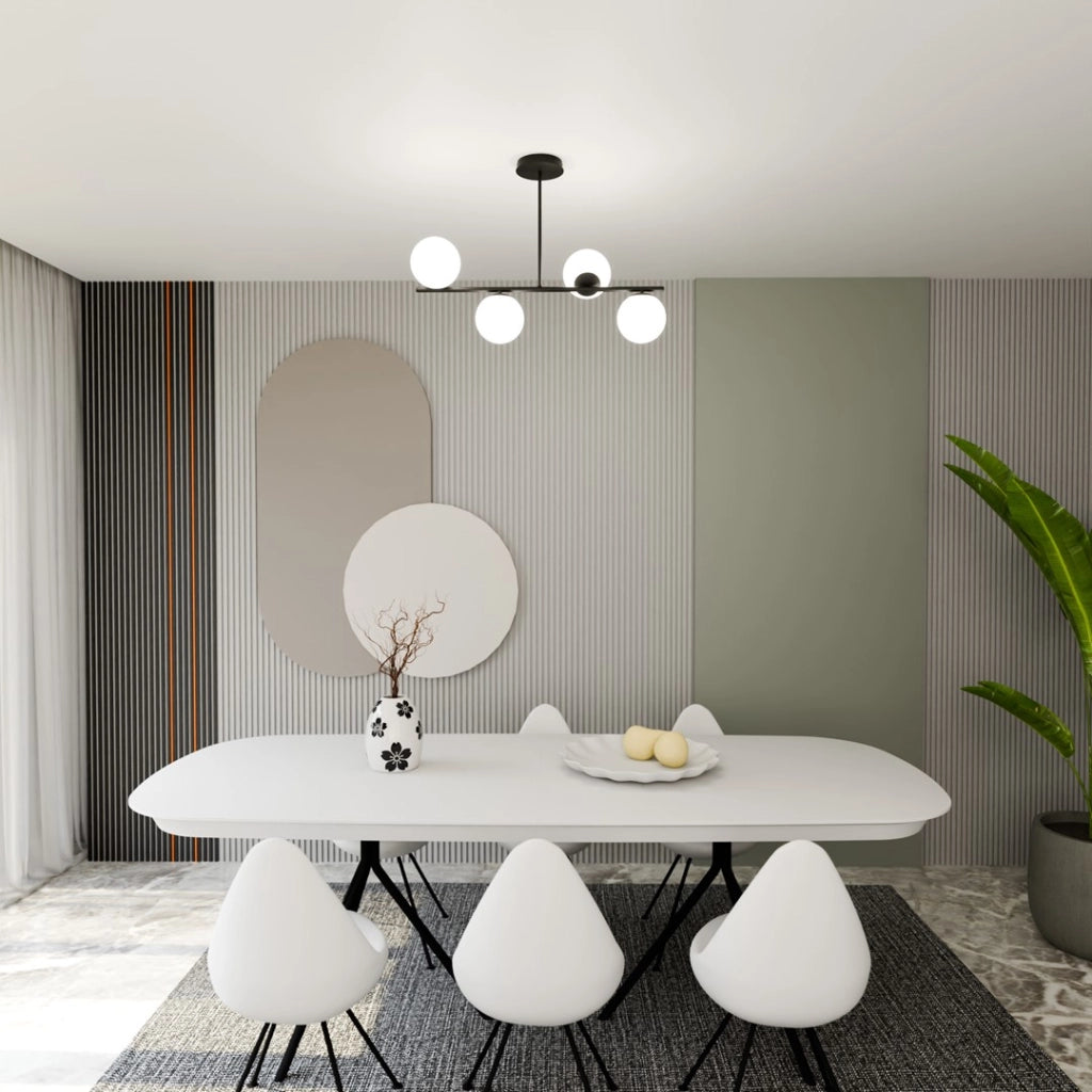 Plafoniera Emibig Bior 4 luci E14 nera/bianca in vetro