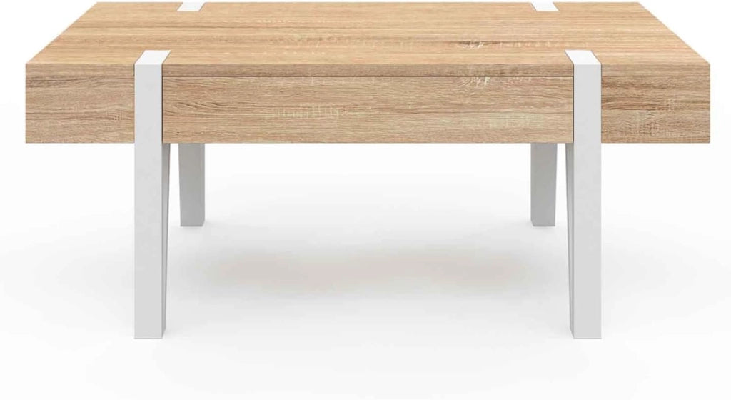 Mesa de centro AUSTRIA de 1 cajón con patas de pino blanco