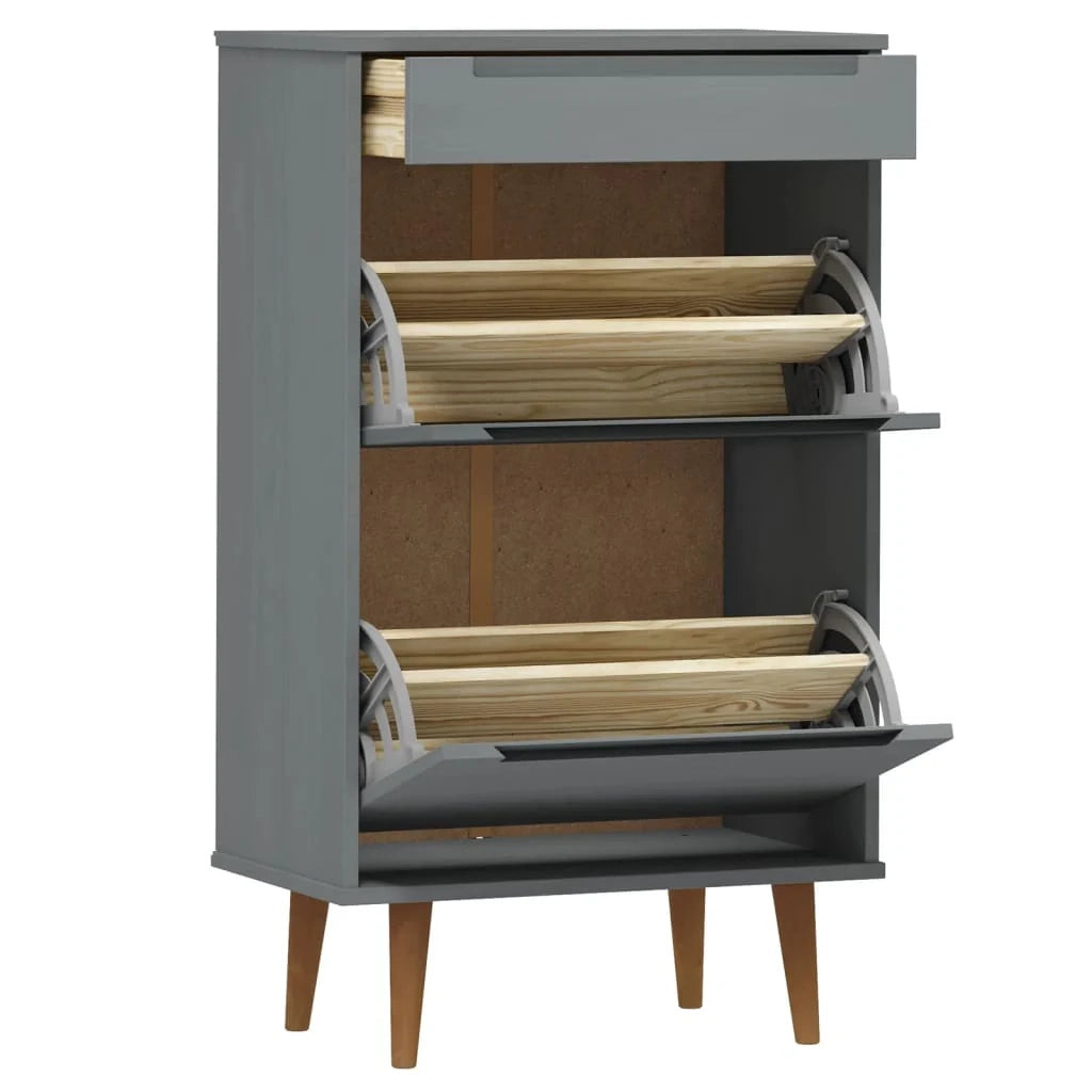 Scarpiera mobile contenitore per scarpe mobile per ingresso/corridoio/soggiorno 59,5 x 35 x 103 cm legno di pino grigio 02_0021897