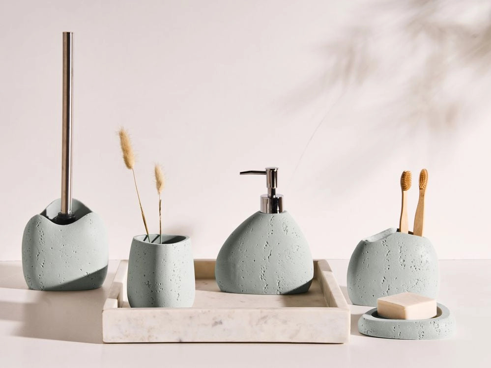 Set di accessori per il bagno Portasapone Dispenser di sapone Portaspazzolino Portaspazzolino Grigio chiaro