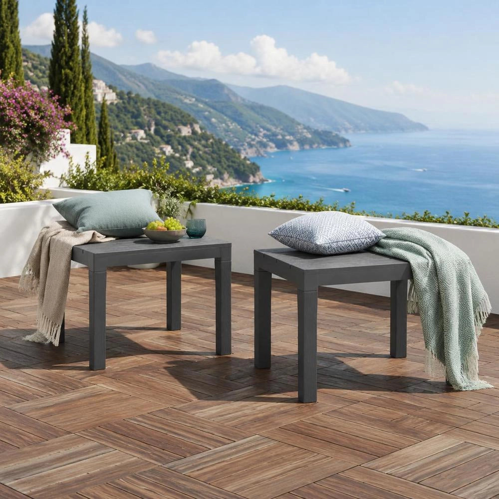 Garden Benches, 2 Pieces, Anthracite Plastic