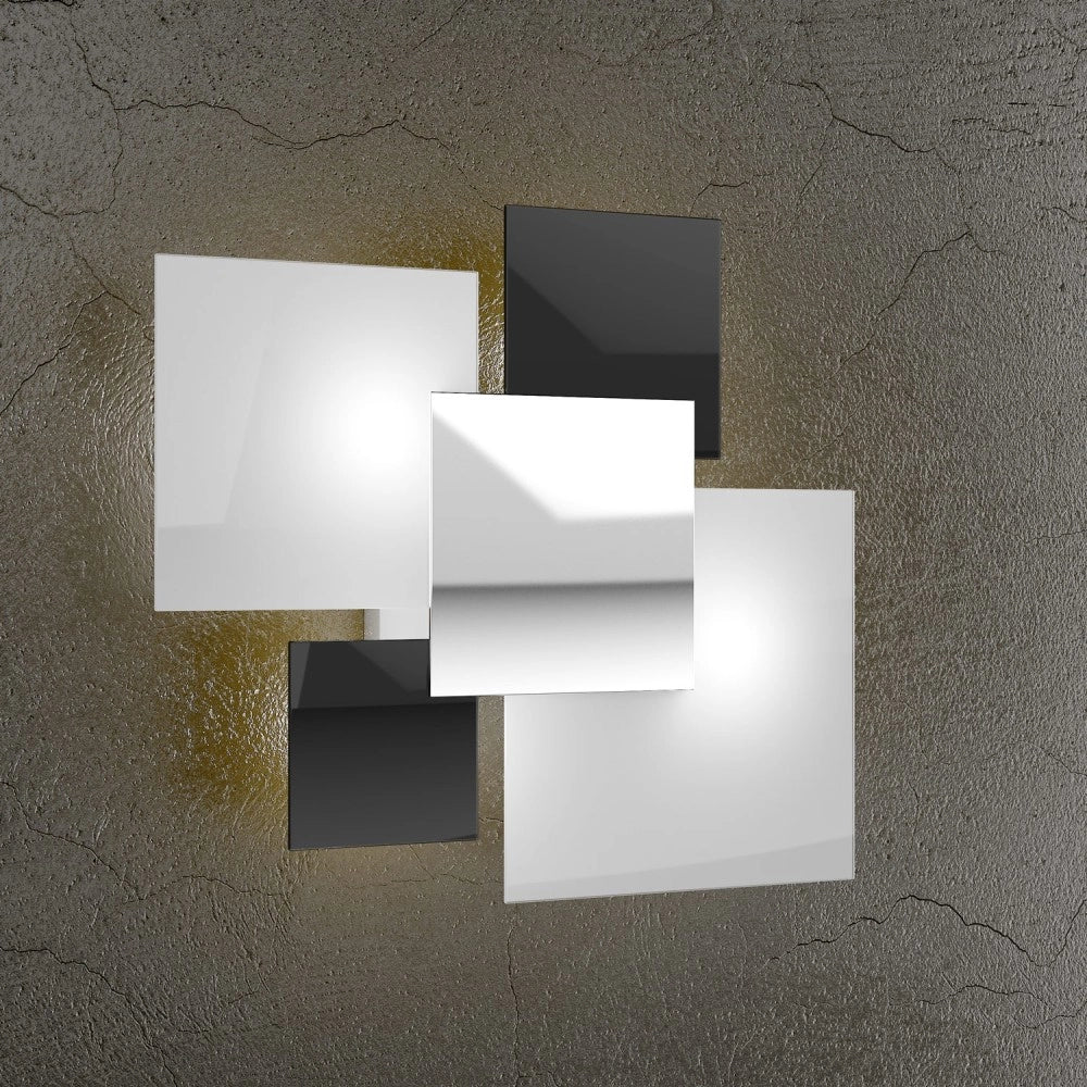 Lampada da soffitto moderna 1088/45-NE Vetri Bianchi e Neri 4xG9