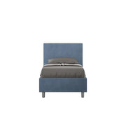 Letto singolo senza rete imbottito 80x210 microfibra blu Adele