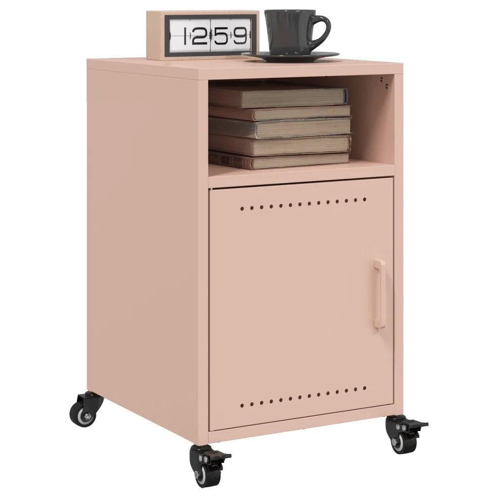 Comodini 2 pz-Set di 2 Tavolino da notte Rosa 36x39x59 cm in Acciaio