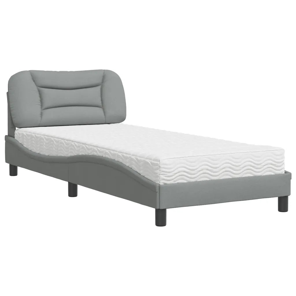 Letto con Materasso Hvar Grigio Chiaro 90x190 cm in Tessuto 3208499