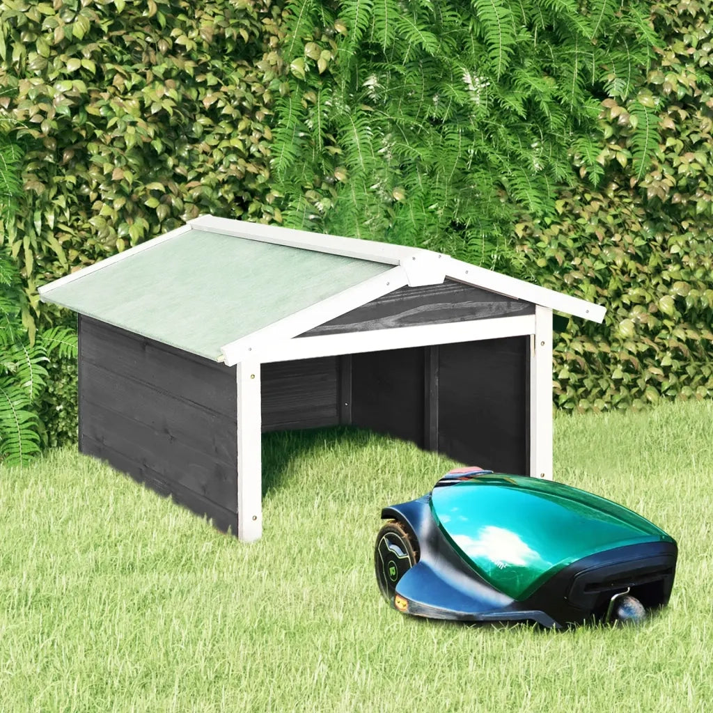 Casetta per Tosaerba Robotizzato 72x87x50cm Grigia Bianca Abete 170879