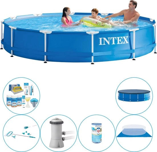 Tavolo Metallico Rond 366x76 cm - Piscina con Accessori