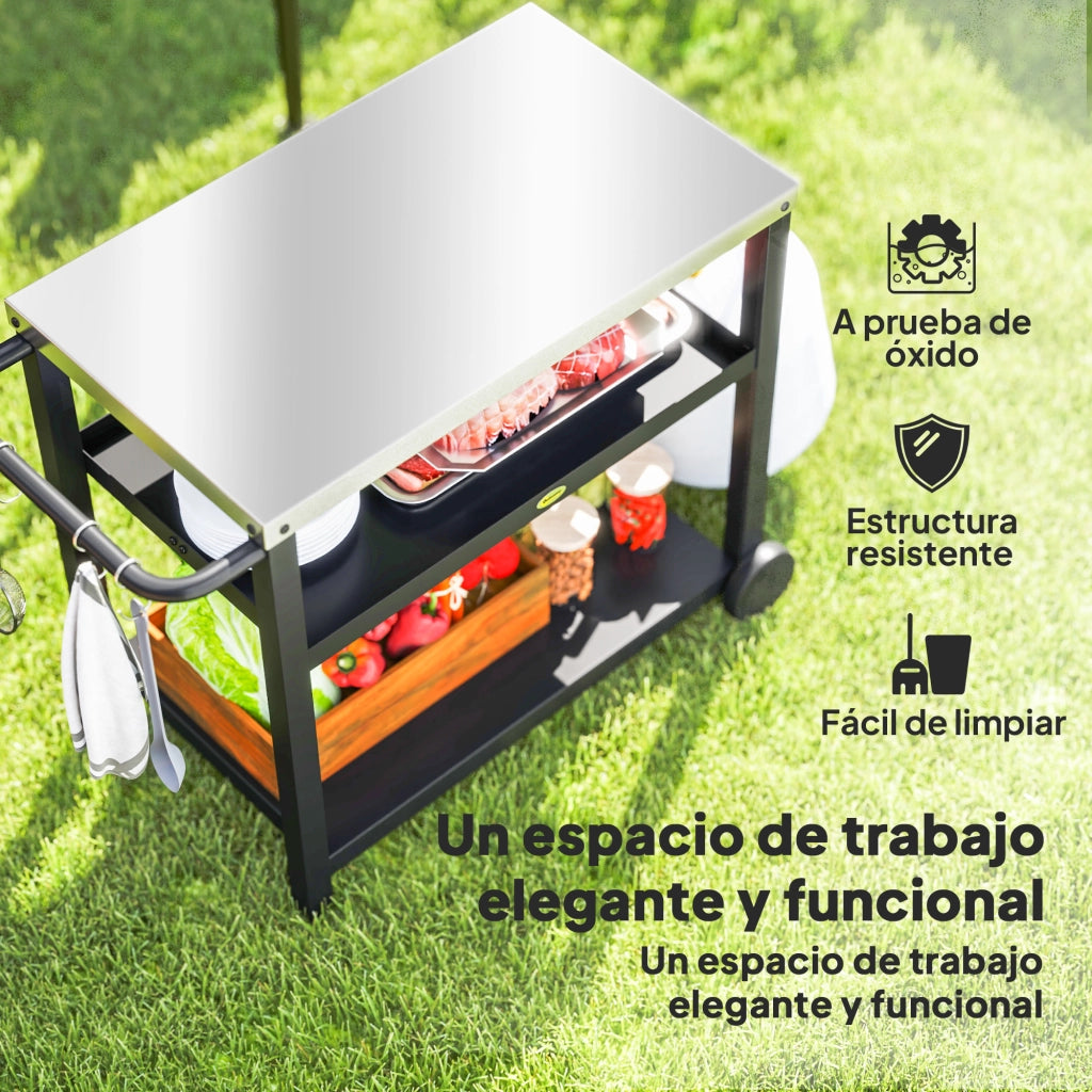 Carrello Servizio BBQ ¨C Zephmum ¨C Grigio 102x50x81 cm