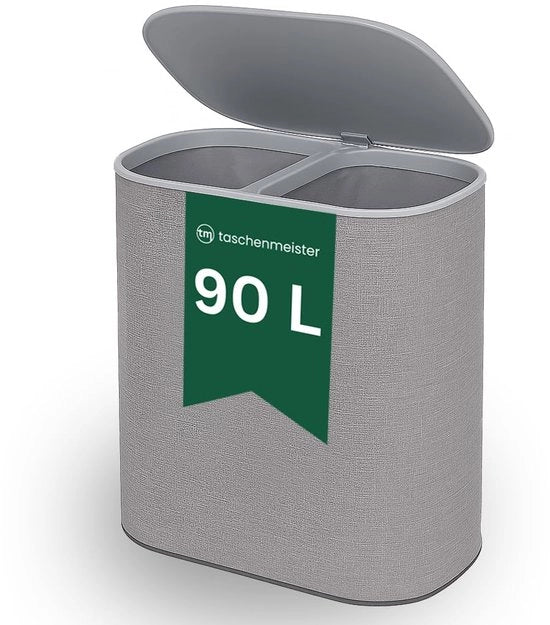 Design wasca con chiusura a coperchio e alta finitura - 2 compartimenti separati con tasche in tessuto removibili con maniglie - progettato per risparmiare spazio, ventilato