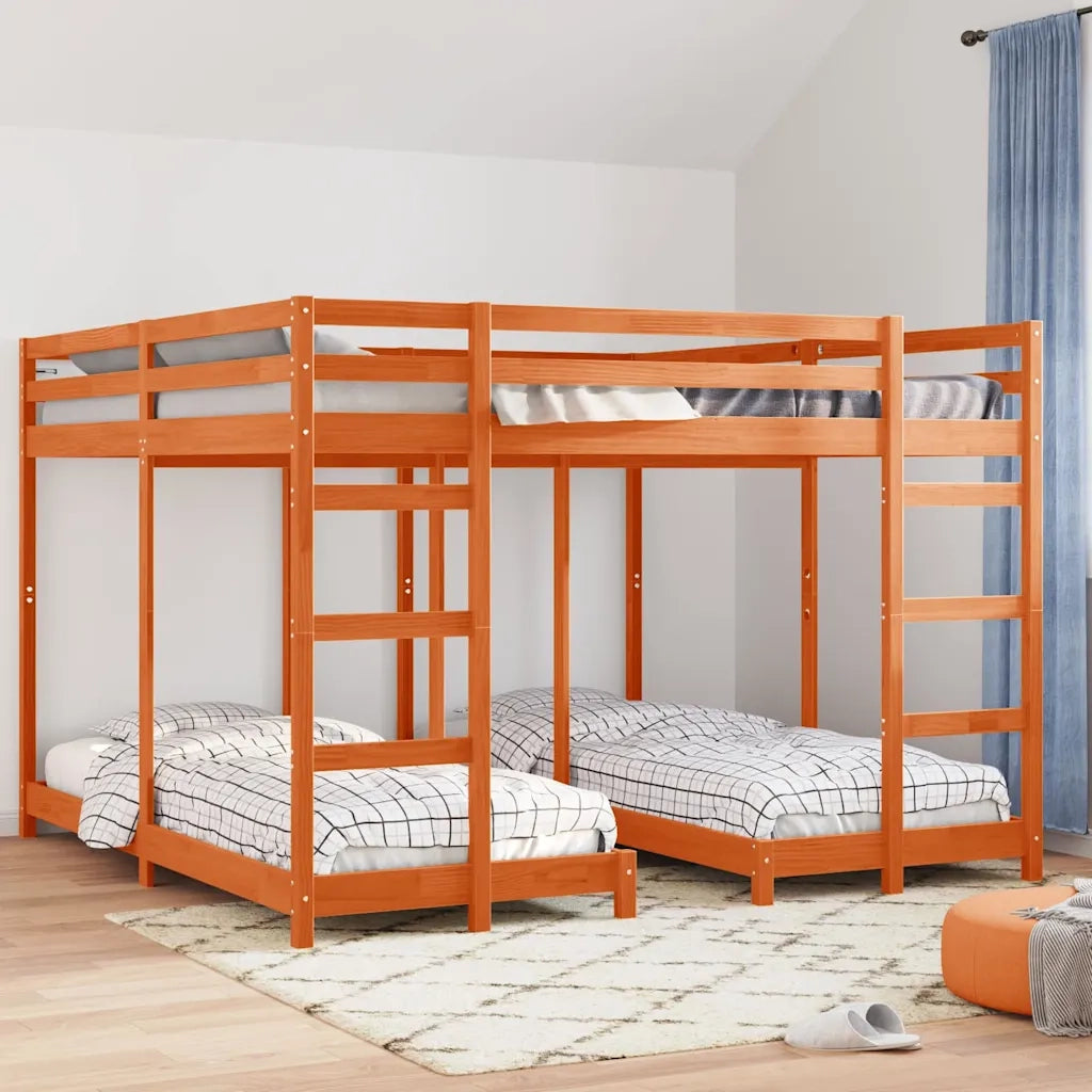 Struttura letto a castello triplo Marrone cerato 200 x 200 cm 3414560
