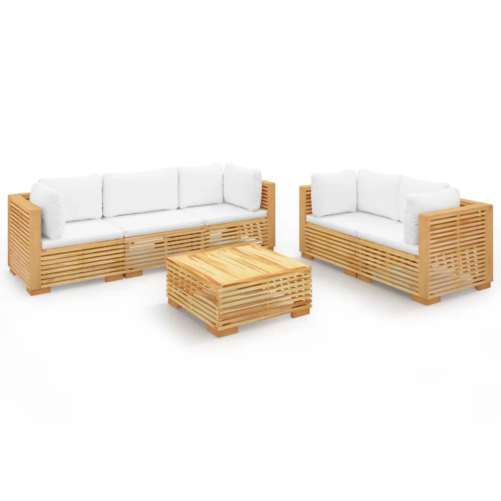 Set Divani da Giardino 6 pz con Cuscini Legno Massello di Teak 3100871