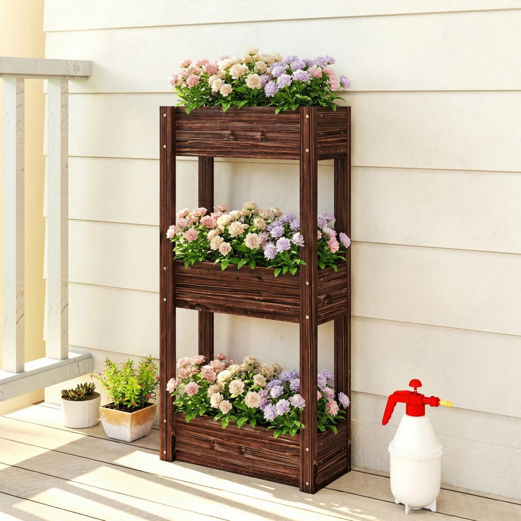 Fioriera da Giardino 3 Livelli ¨C zephmum ¨C 60x25x120 cm Marrone