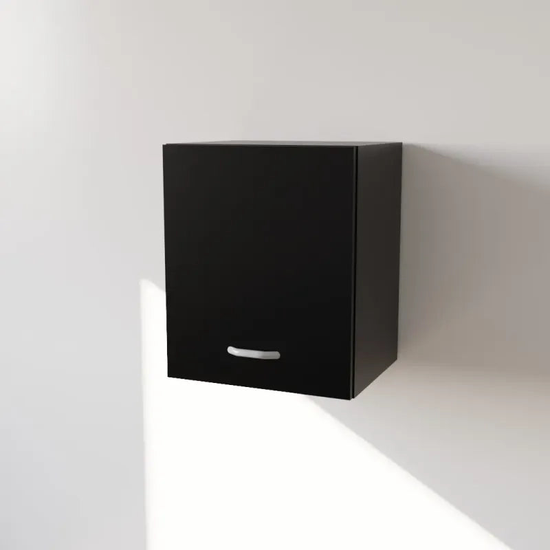 Pensile Cucina  in Legno Nobilitato Nero  Mobile Alto con 1 Anta, Pensile Componibile Moderno Made in Italy (H48XL45XP33cm)