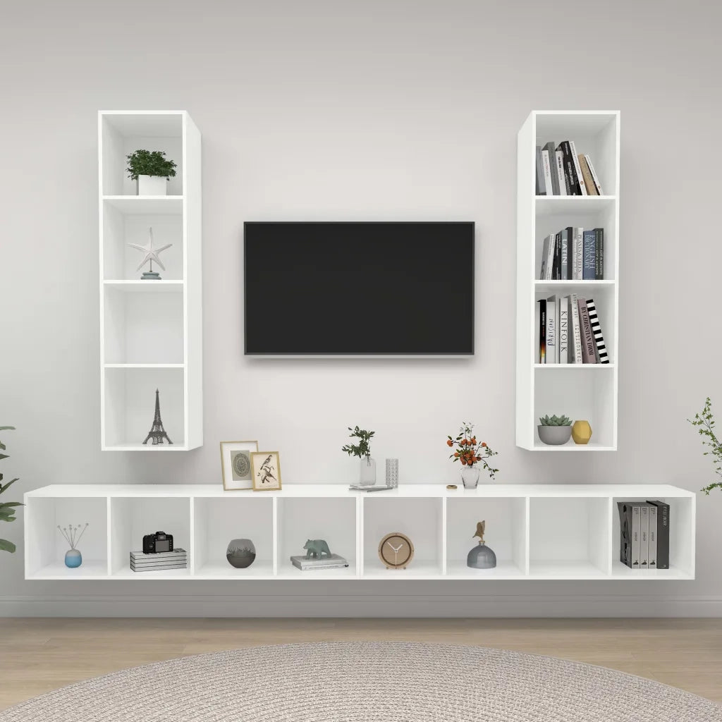 Mobile TV a Parete 4 pz Bianco in Truciolato cod mxl 27377