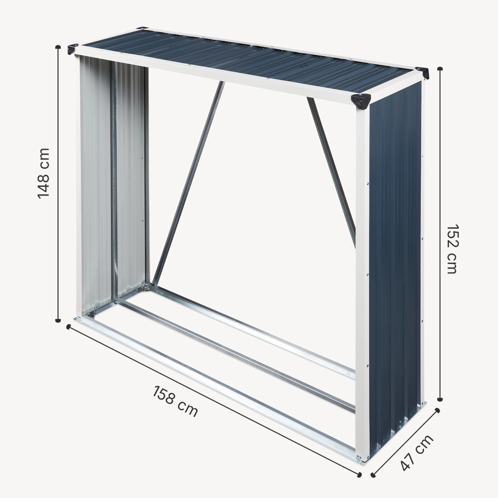 Portalegna Kalmar da Esterno con Tettuccio 158 x 47 x 152 cm Antracite casa.pro