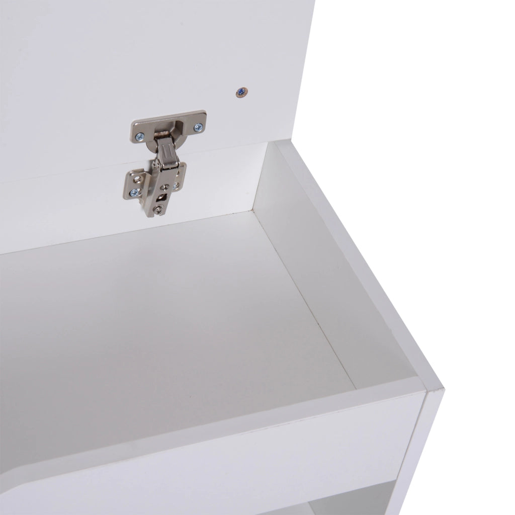 Panca Scarpiera 80x30x47 cm Salvaspazio con Sedile Imbottito Ribaltabile da Ingresso in Legno Bianco