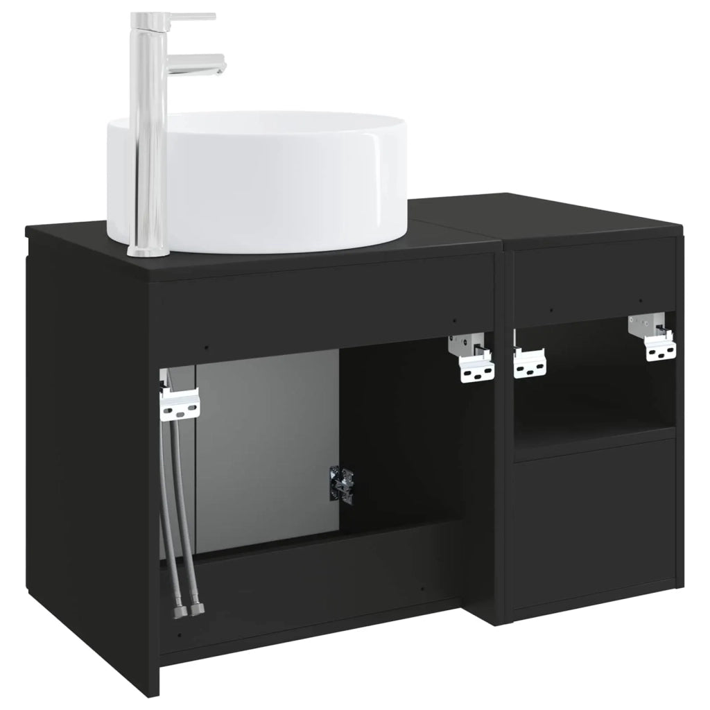 Set di mobili per il bagno 2 pz Nero Legno ingegnerizzato 3404105
