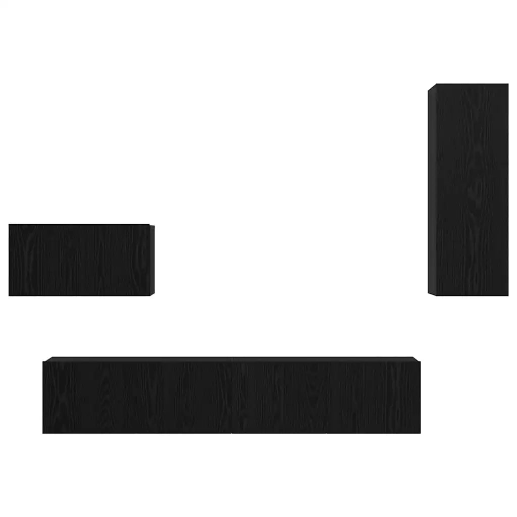 Mobile TV da Parete 4 pcs Rovere Nero Legno multistrato 3393466