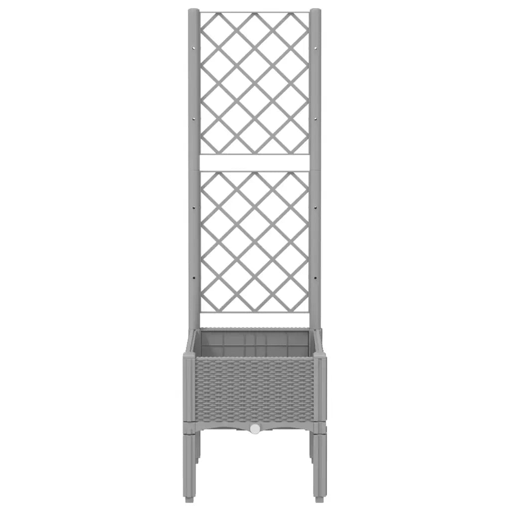 Fioriera | Cassetta per fiori | Vaso da Giardino con Graticcio Grigio Chiaro 40x40x142cm PP