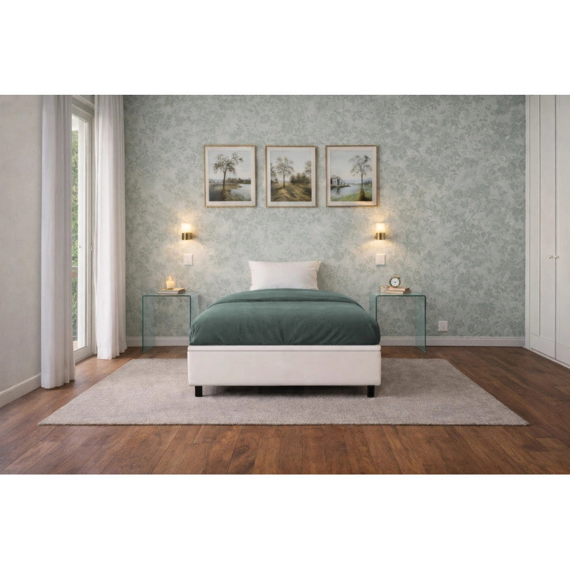 Letto imbottito Singolo 80x190 cm BoxMax - Bianco,Similpelle,Contenitore