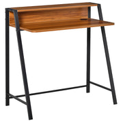 Scrivania per computer 84x45x85 cm in MDF color noce con passacavi e ripiano
