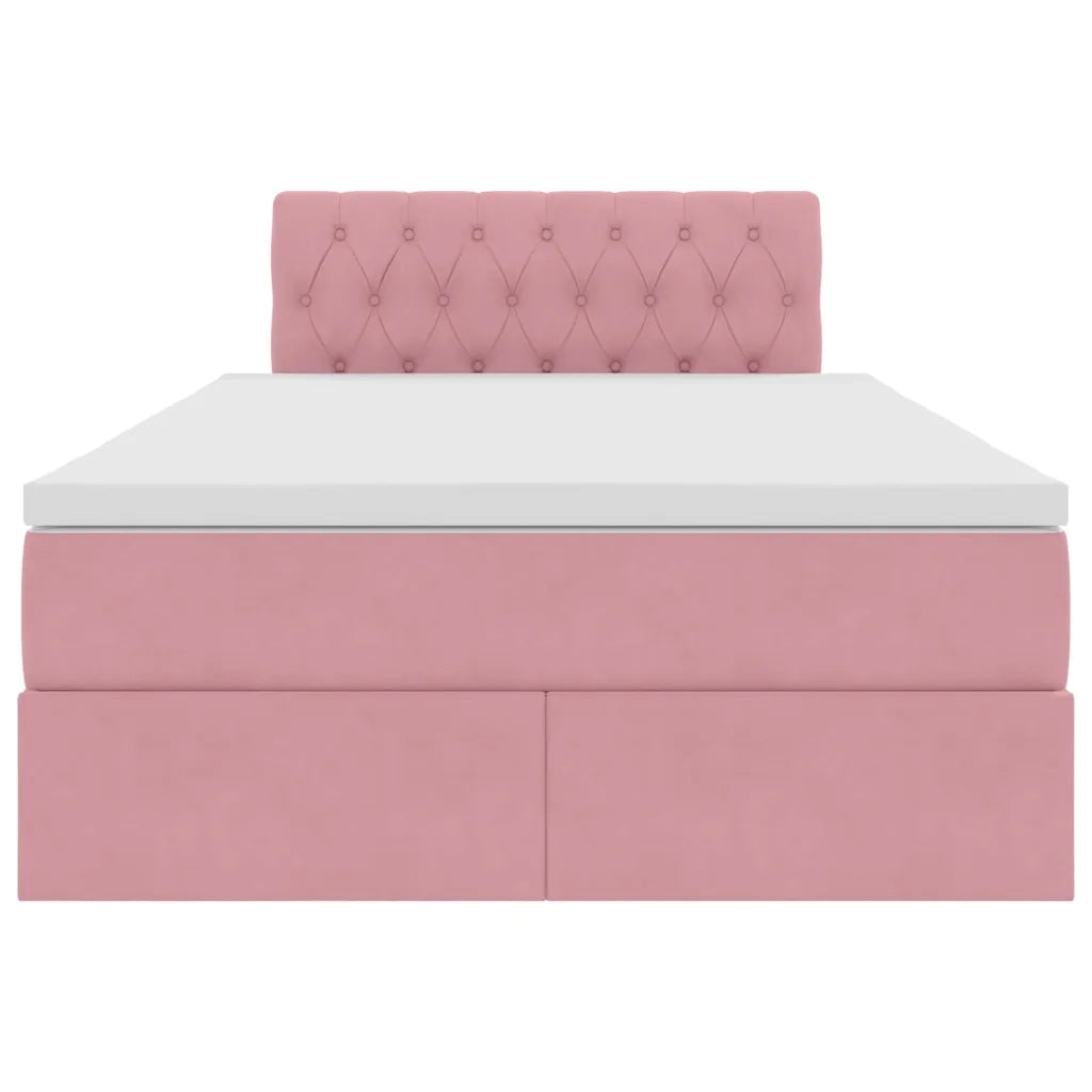 Letto con Contenitore con materasso Rosa 120 x 200 cm Velluto 3370814